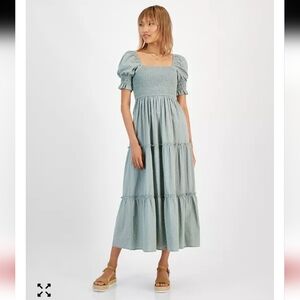 And Now This Cotton Smocked Puff Sleeve Tiered Maxi Dress 2X